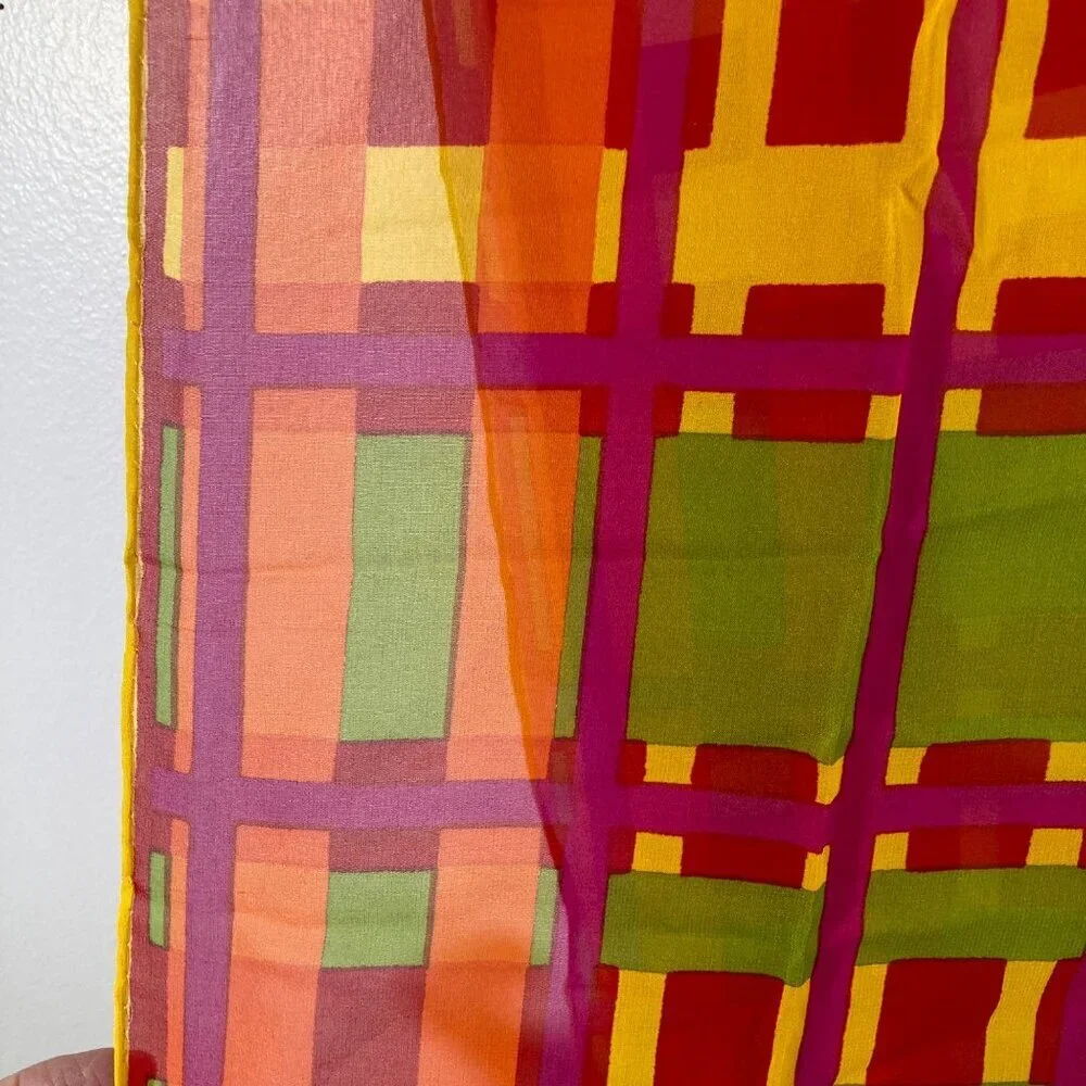 Womens Elaine‎ Gold Silk Scarf Collection XIIX Geometric Design 10.5 x 52